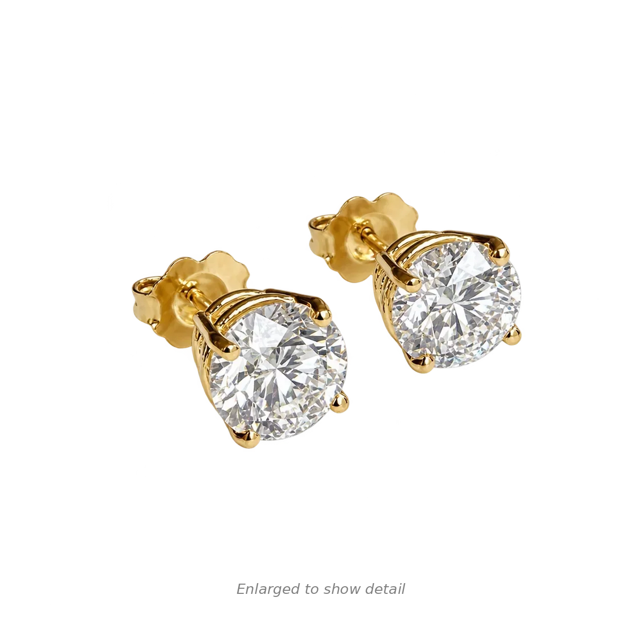 14K Yellow Gold, 3.00 ctw Round Lab-Grown Diamond Stud Earrings