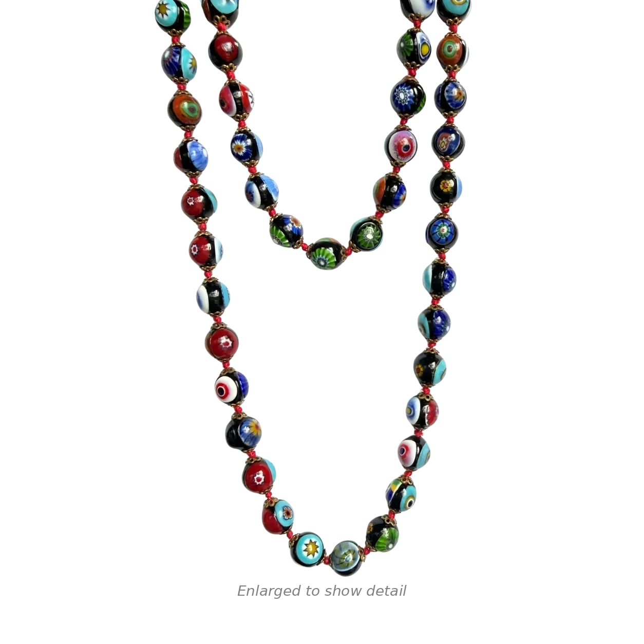 Millefiori Venetian Murano Glass Bead Necklace