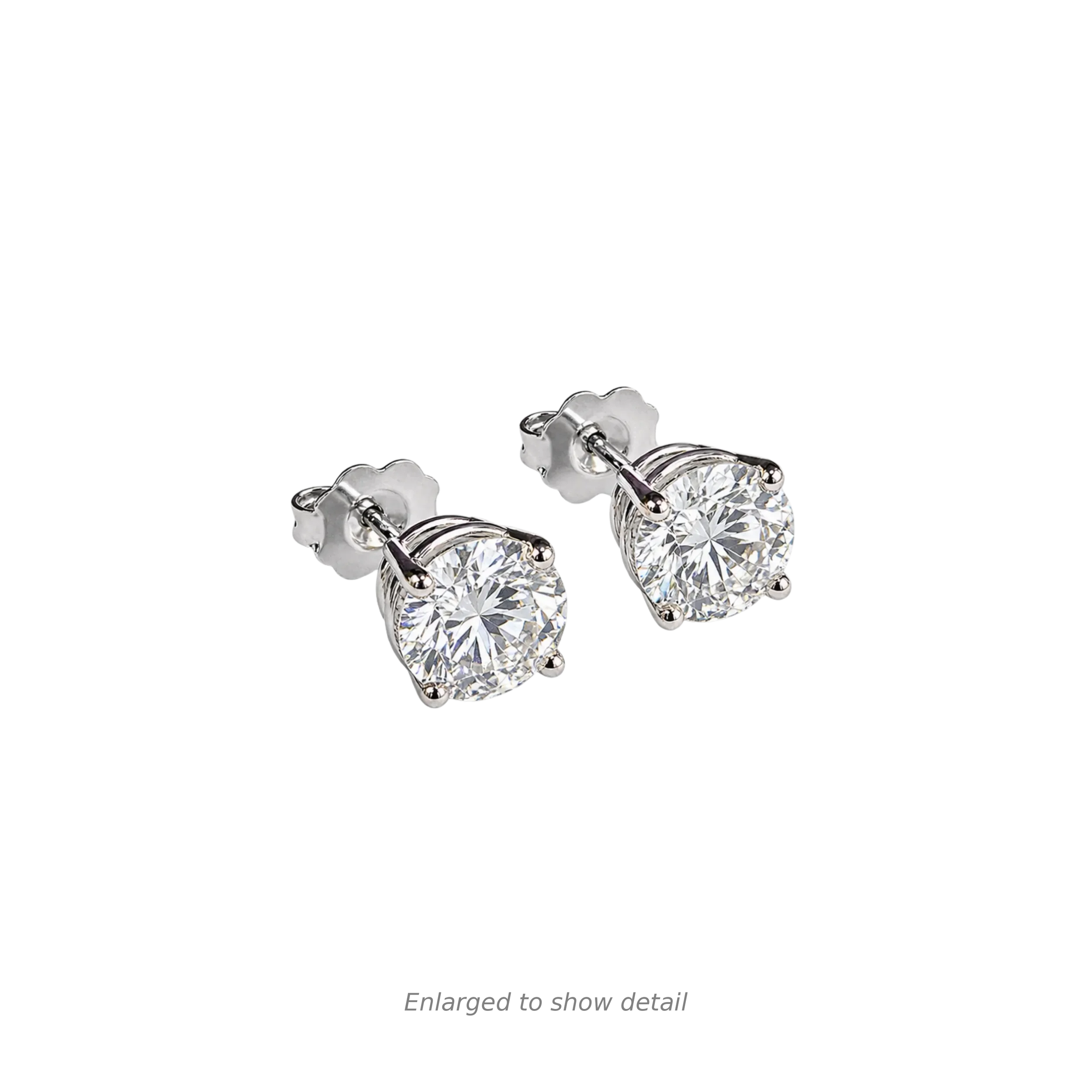 14K White Gold, 2.16 ctw Round Lab-Grown Diamond Stud Earrings