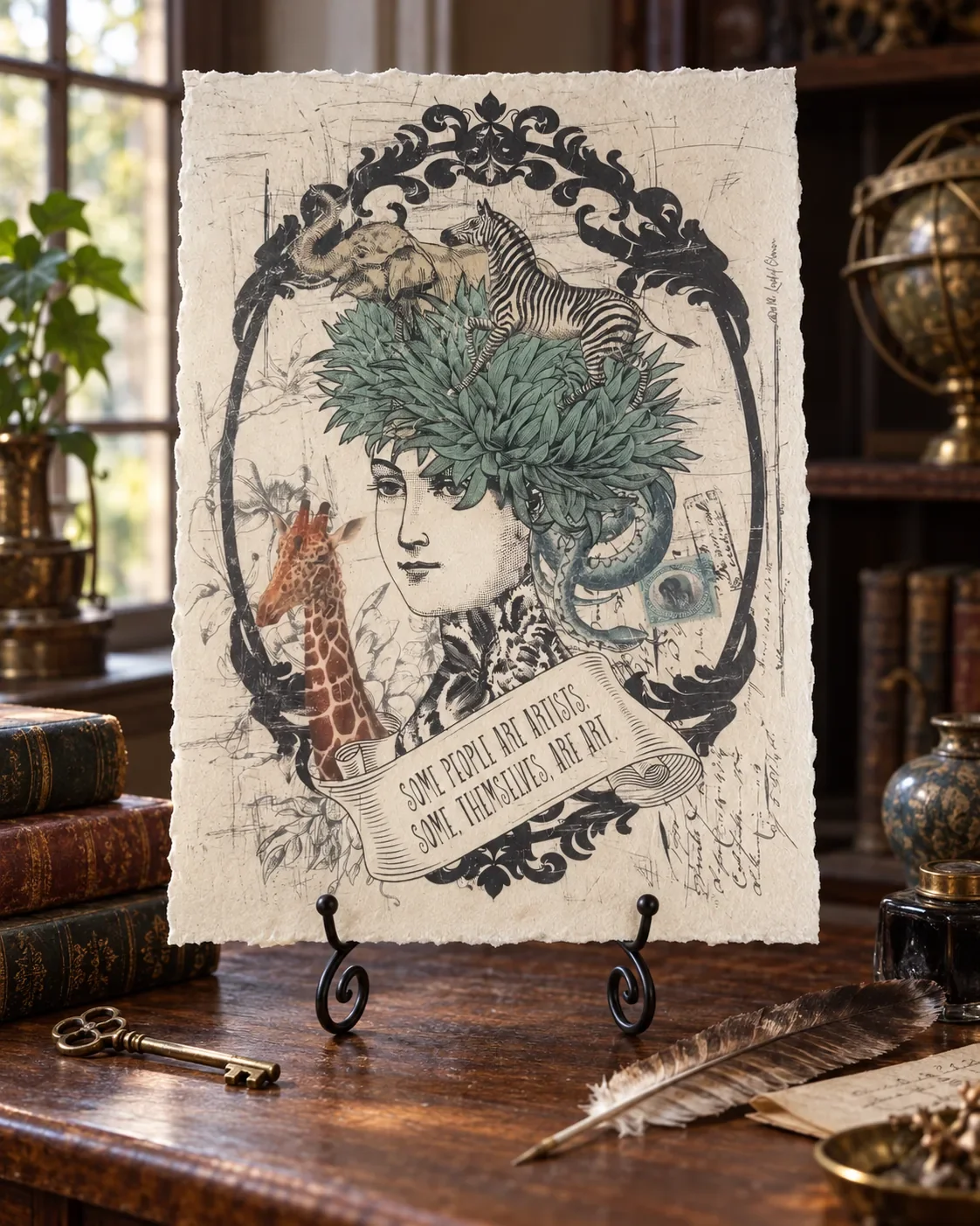 Artist print on parchment styled on display