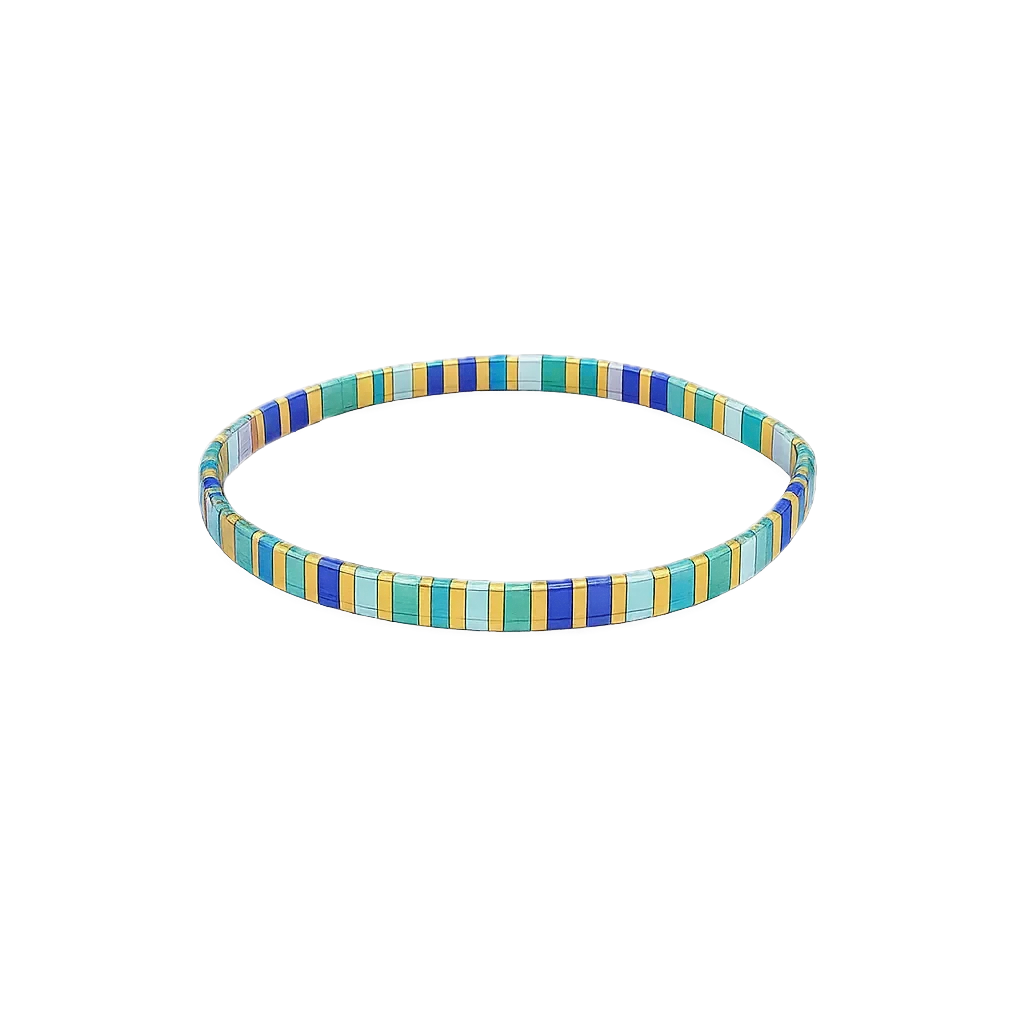 Miyuki Glass Tila Bead Bracelet - Turquoise Waters