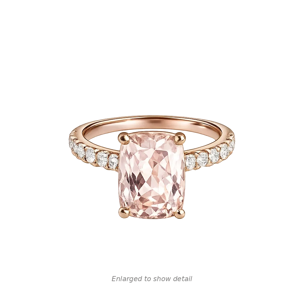 Cushion-Cut Morganite and Diamond Ring in 14K Rose Gold