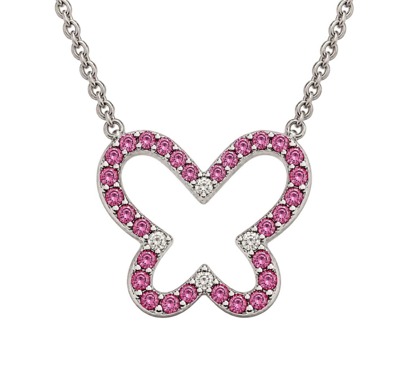 Pink Tourmaline Cut-Out Butterfly Necklace