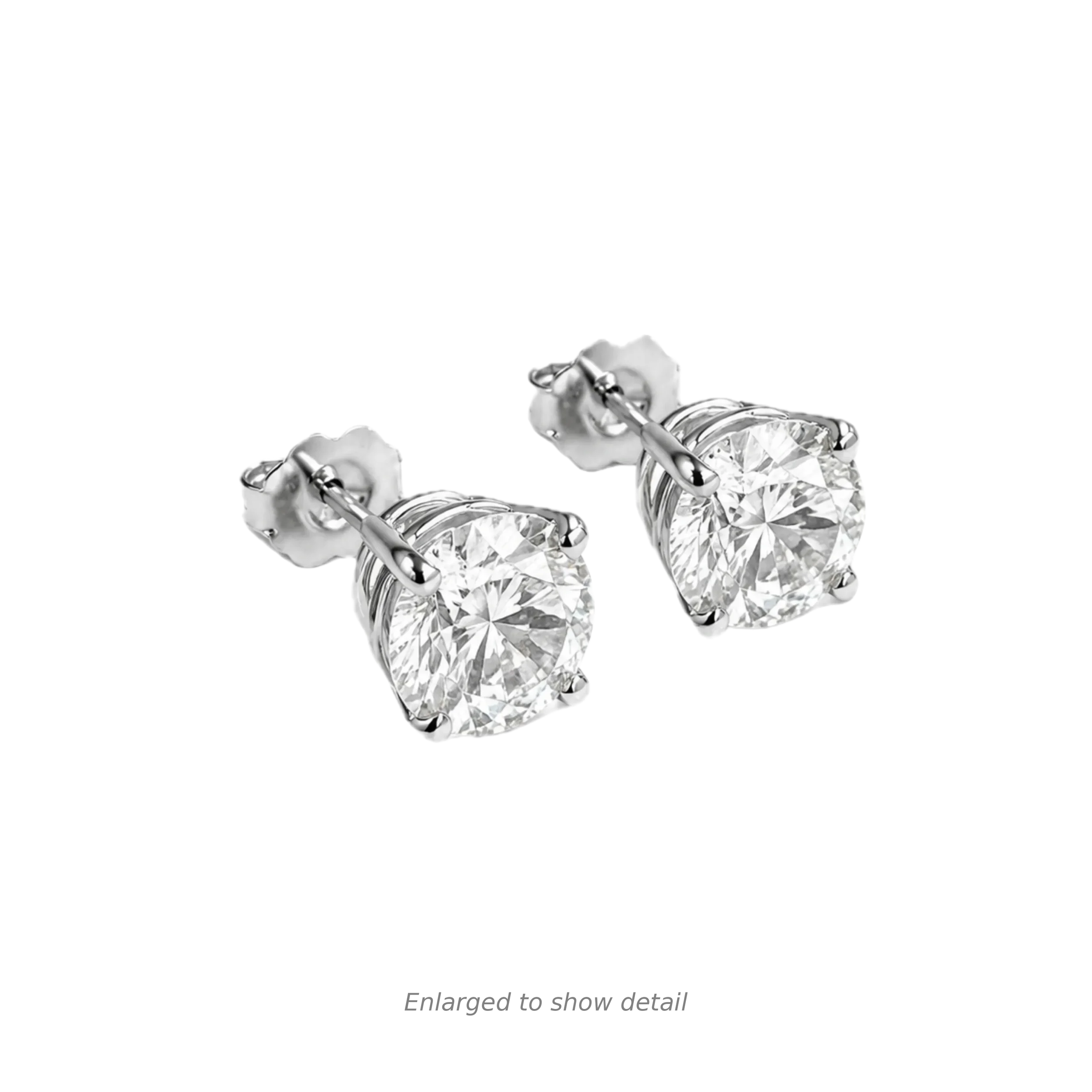 14K White Gold, 3.02 ctw Round Lab-Grown Diamond Stud Earrings