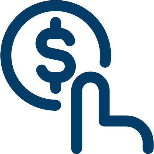 Finger pointing to money icon