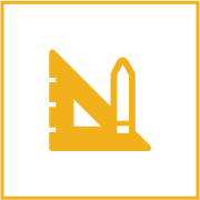 Golden geometric logo on a black background.