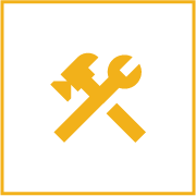 Icon of a wrench and a screwdriver crossed on a black background