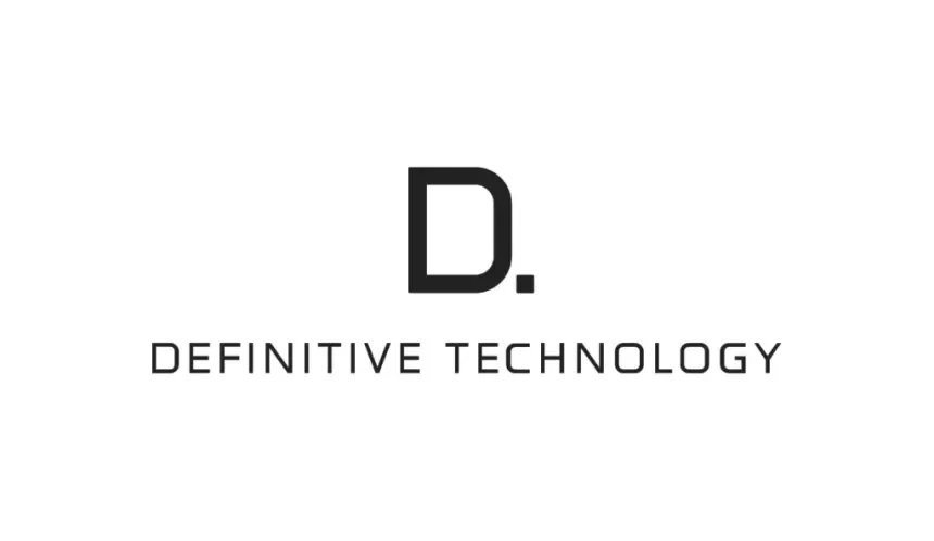 Logo with a large capital D followed by a period, and the words 'DEFINITIVE TECHNOLOGY' underneath in black text on a white background.