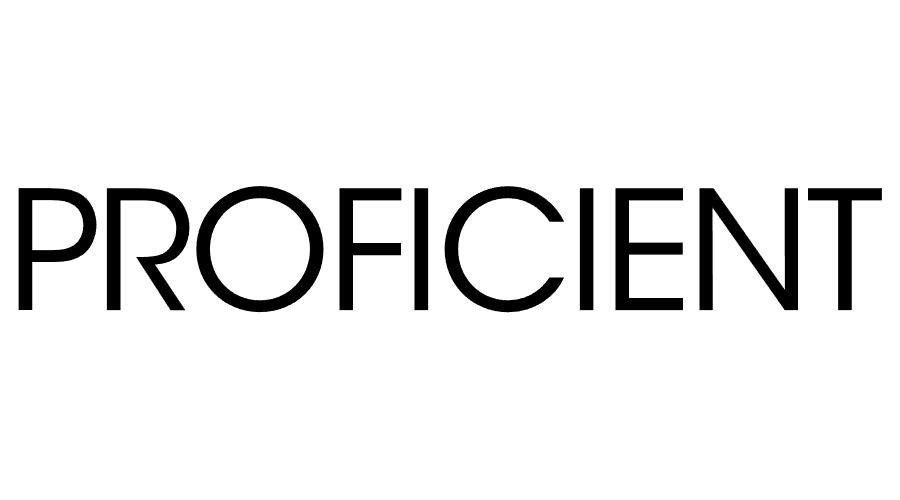 The word "PROFICIENT" in black capital letters on a white background.