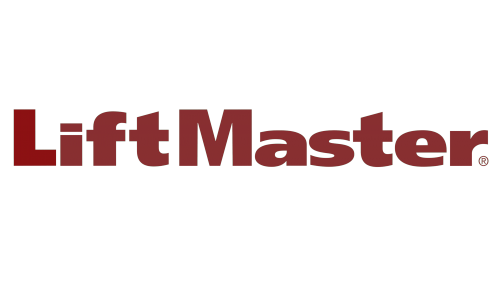 LiftMaster logo with black background and red and white text.