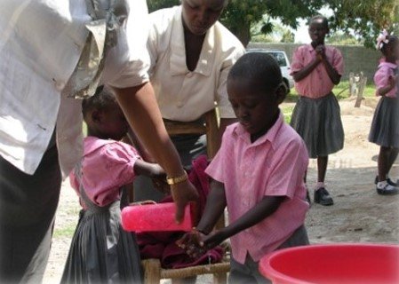 Washing feet; serving.