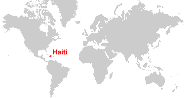 World map highlighting Haiti in red.