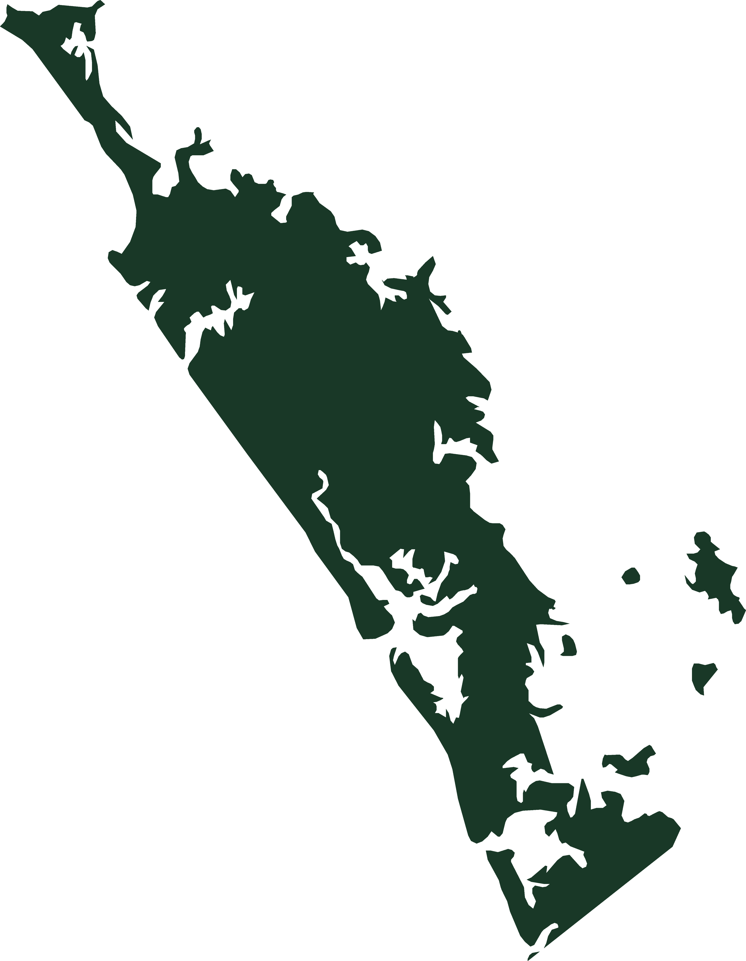 Map outline of the the northern part of New Zealand