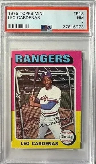 1975 Topps Mini Leo Cardenas Card - PSA 7