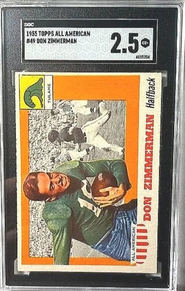 Don Zimmerman 1955 Topps All American Rookie Card - SGC Graded
