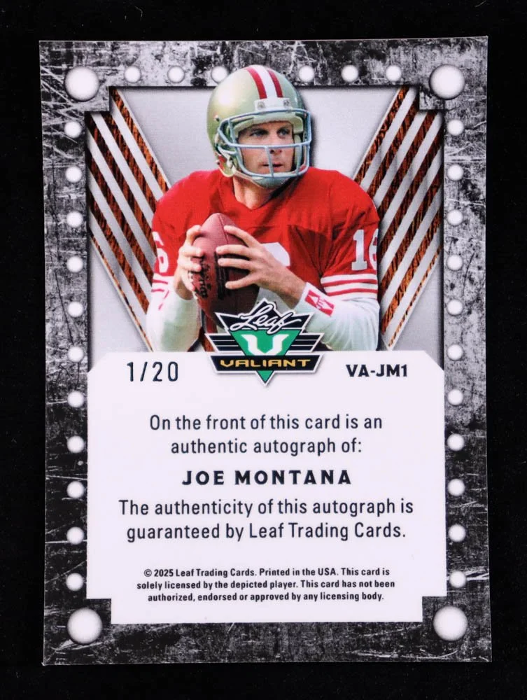1785424401-Joe-Montana-2025-Leaf-Valiant-Autographs-Orange-Mojo-VAJM1-20-PristineAuction.com.jpg