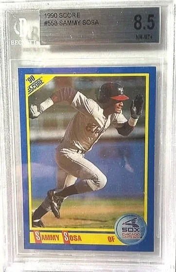 Sammy Sosa 1989 Score Rookie Card #558 - Beckett Graded 8.5