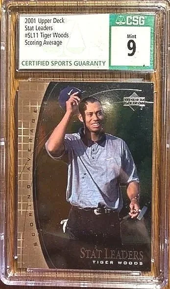 Tiger Woods 2001 Upper Deck Rookie Card #SL11 CSG 9