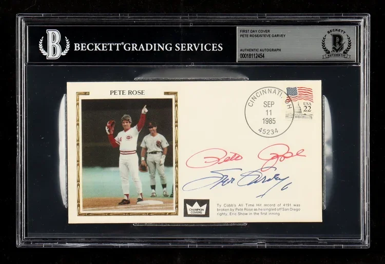 Pete Rose & Steve Garvey Signed 1985 Beckett Authenticated Envelope