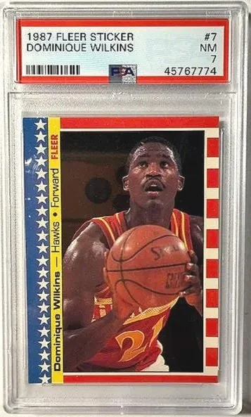 Dominique Wilkins 1987 Fleer Sticker - PSA 7