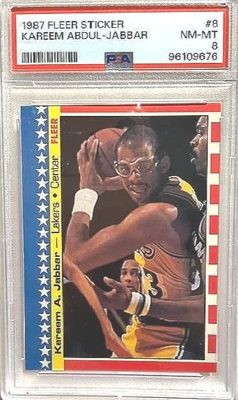Kareem Abdul-Jabbar 1987 Fleer #8 Sticker PSA 8