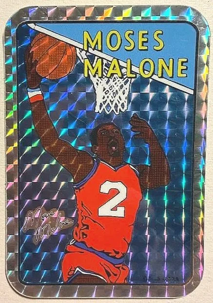 Moses Malone 1985 Prism Jewel Sticker - Basketball Card