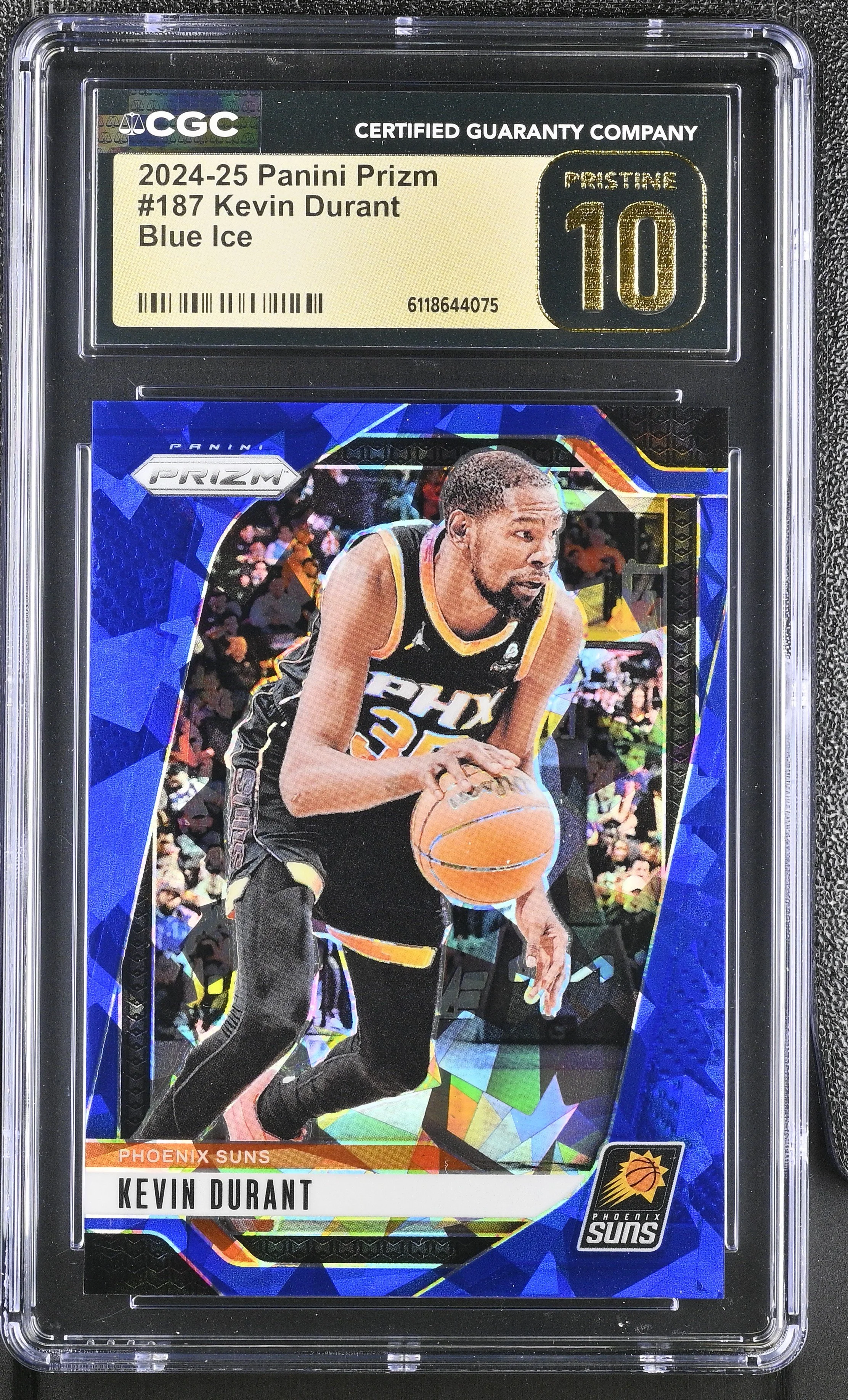 Kevin Durant 2024-25 Panini Prizm Blue Ice #187 #004/125 (CGC 10 | Black Label Pristine)