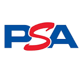 PSA logo with blue and red lettering on a white background