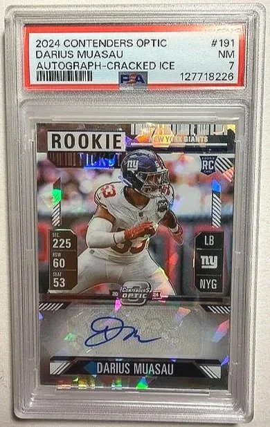 Darius Muasau 2024 Contenders Optic Rookie Autograph Cracked Ice (PSA 7)