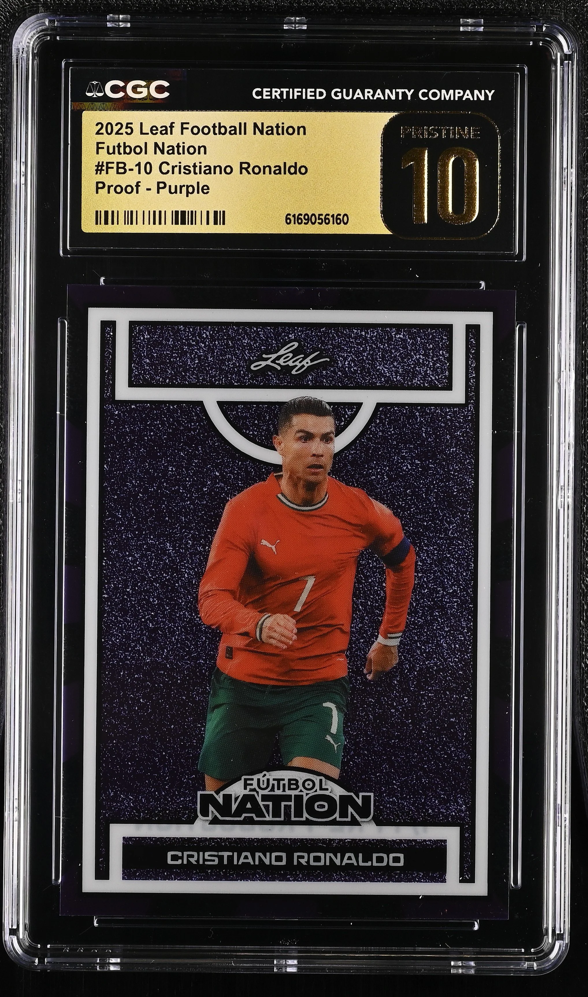 Cristiano Ronaldo 2025 Leaf Football Nation Proof - Purple #1/1 CGC 10