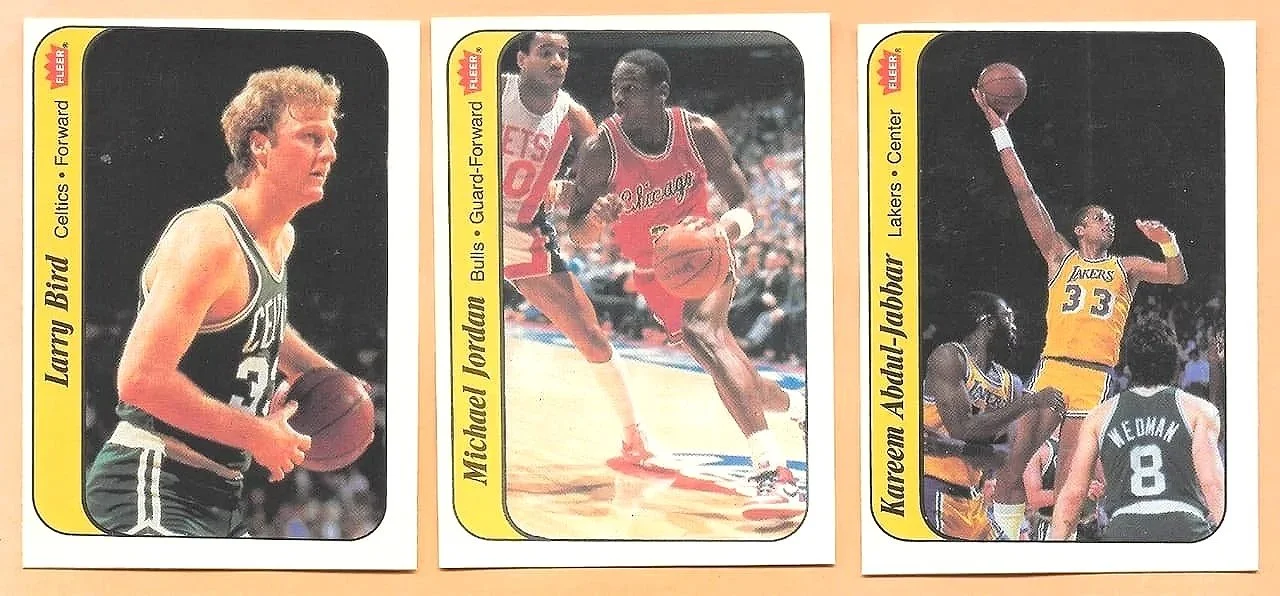 1986 Fleer Basketball Sticker Set with Michael Jordan Rookie