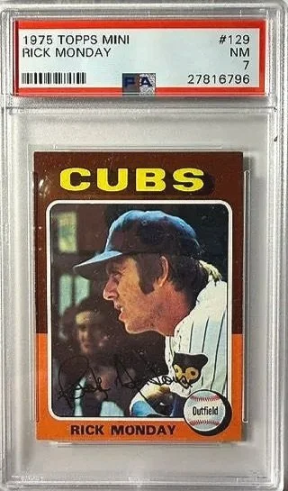 1975 Rick Monday Topps Mini Card - PSA 7