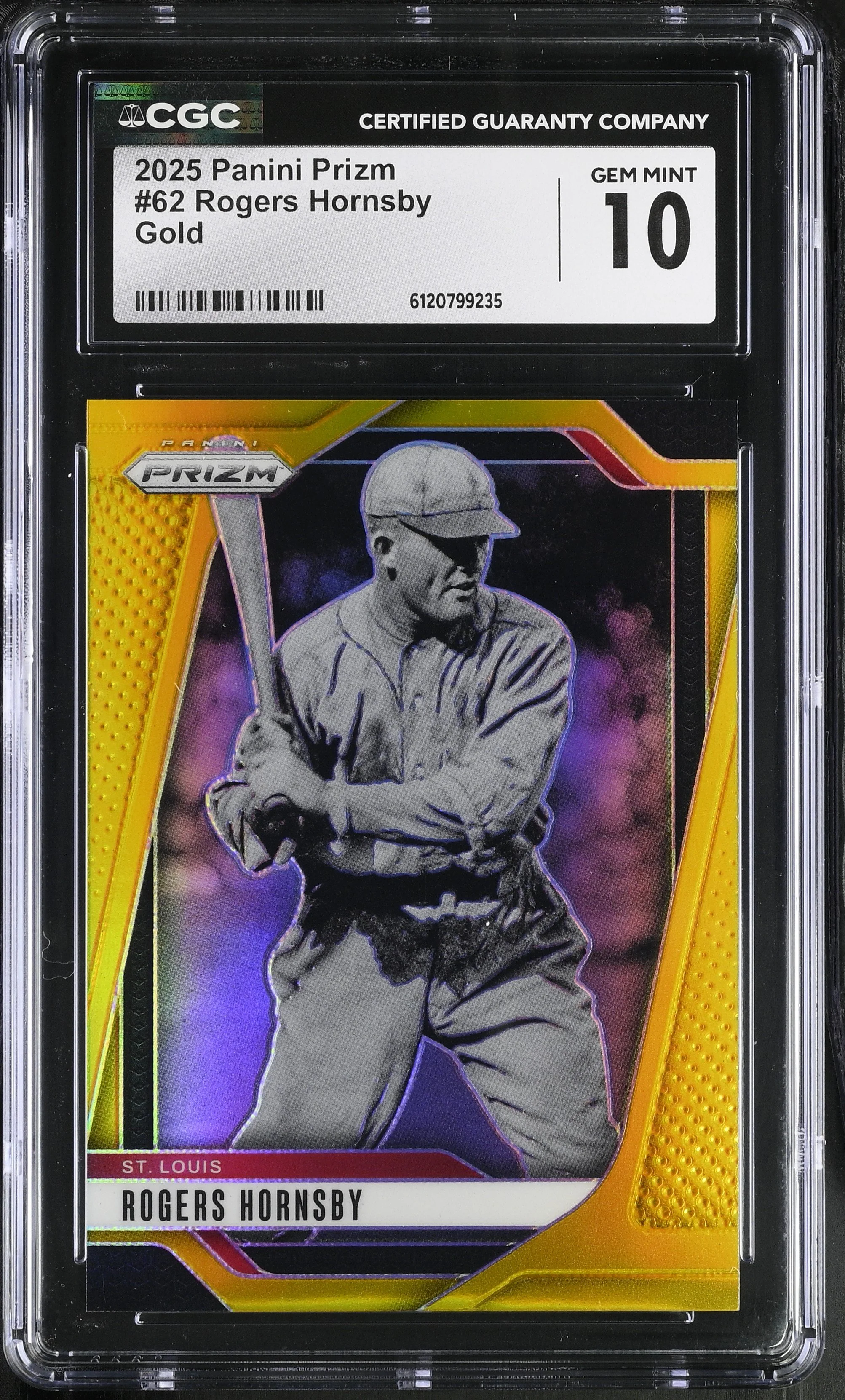 Rogers Hornsby 2025 Panini Prizm Gold #62 (#1/10)