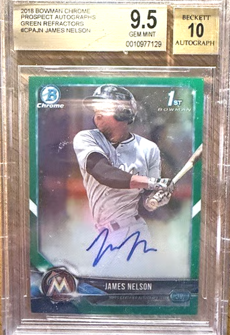 James Nelson 2018 Rookie Autographed Green Refractor Card