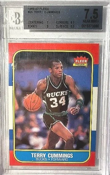 1986 Fleer Terry Cummings Rookie Card - Beckett 7.5 Grade