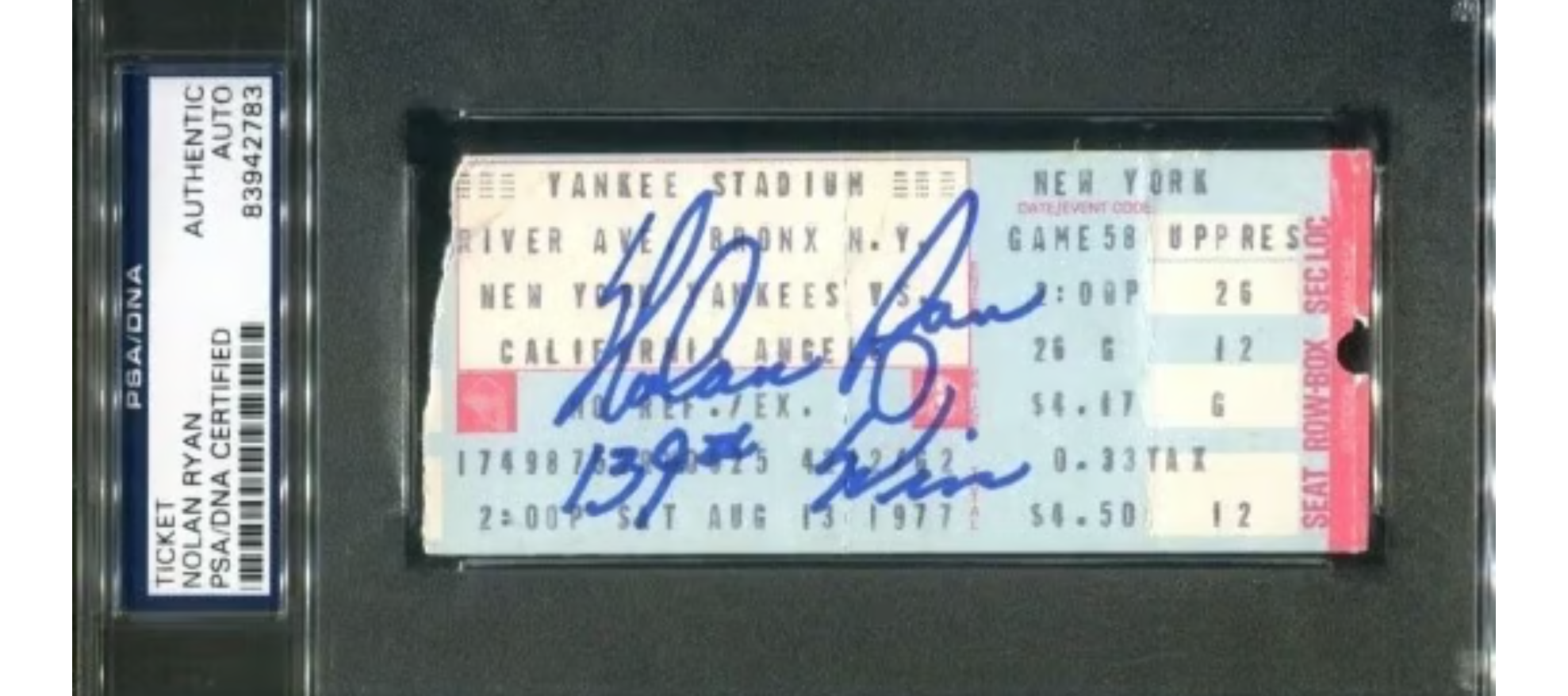 1977 Original PSA/DNA Nolan Ryan Signed Baseball Ticket