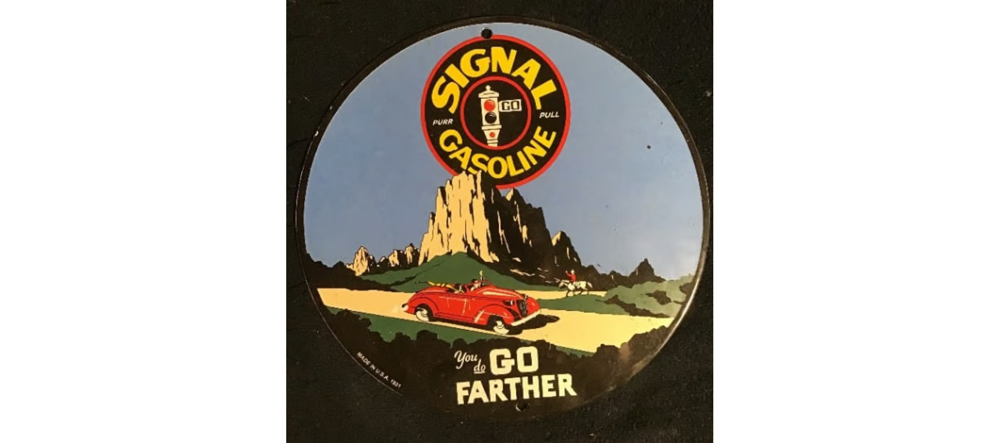1931 Signal Gasoline Vintage Porcelain Sign