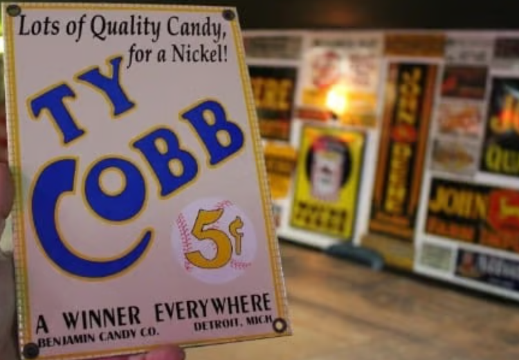 Vintage Ty Cobb Baseball Cards Porcelain Candy Sign