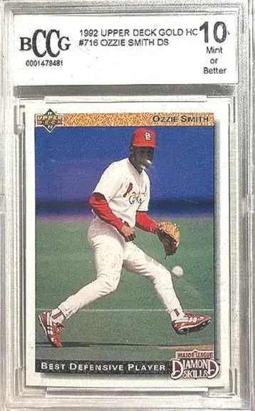 Ozzie Smith 1992 Upper Deck Gold HC Card - Beckett Graded 10