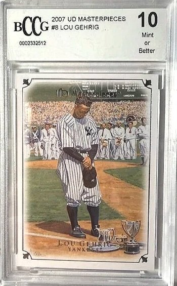 2007 UD Masterpieces Lou Gehrig Beckett 10 Card