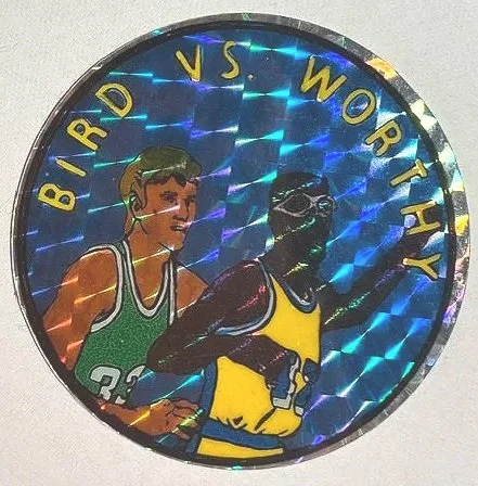 1985 James Worthy & Larry Bird Prism Jewel Sticker