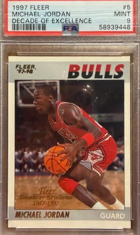 Michael Jordan 1997 Fleer 'Decade of Excellence' Card - PSA Graded Mint 9