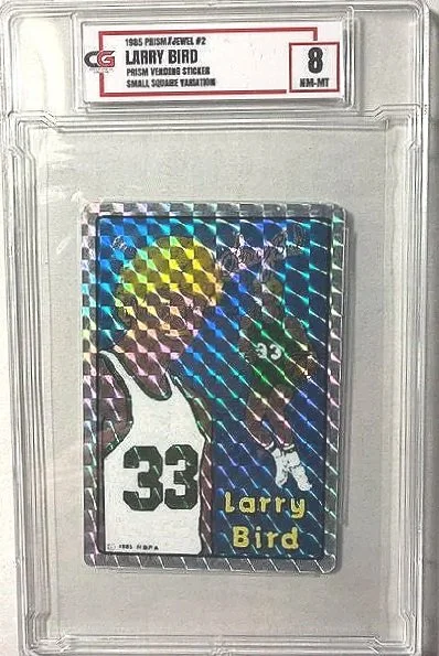 Larry Bird 1985 Original Prism Jewel Graded 8 Sticker