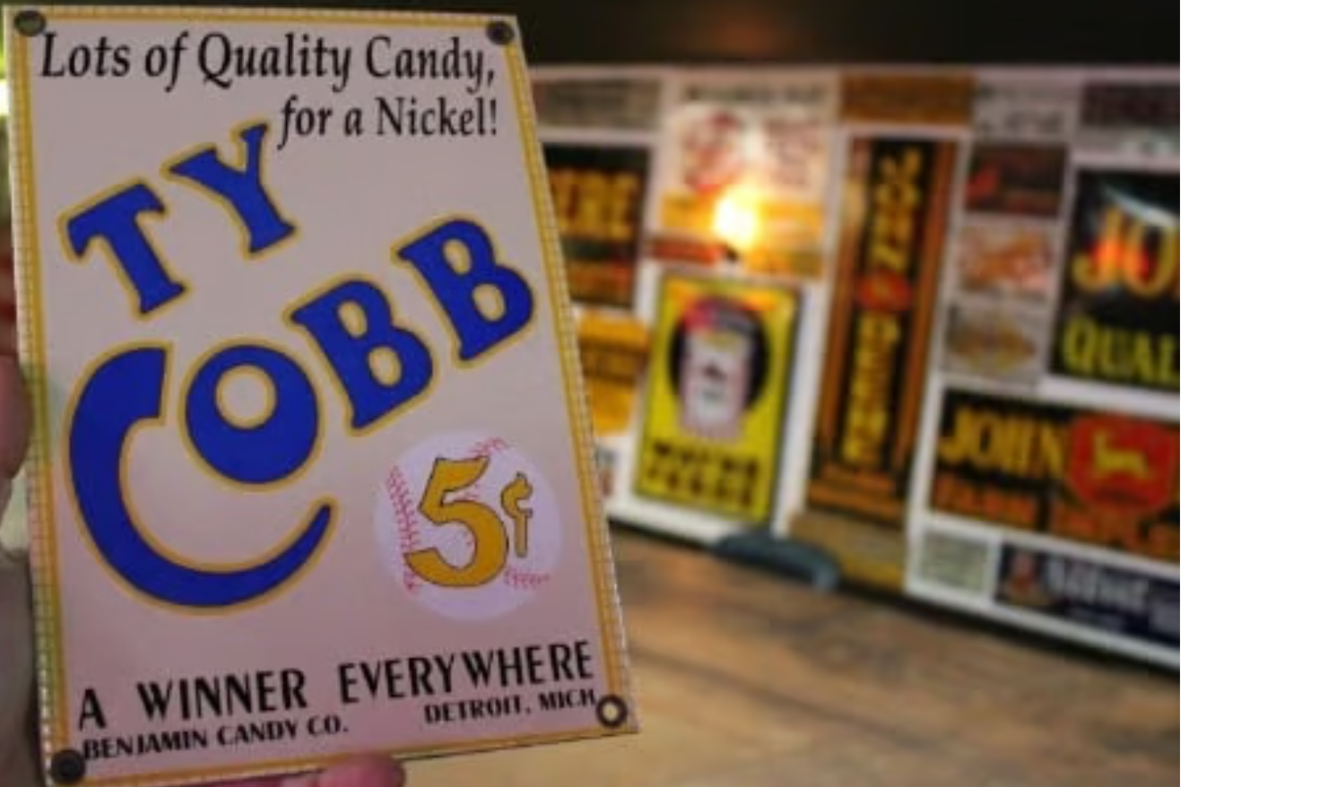 Vintage Ty Cobb Baseball Cards Porcelain Candy Sign