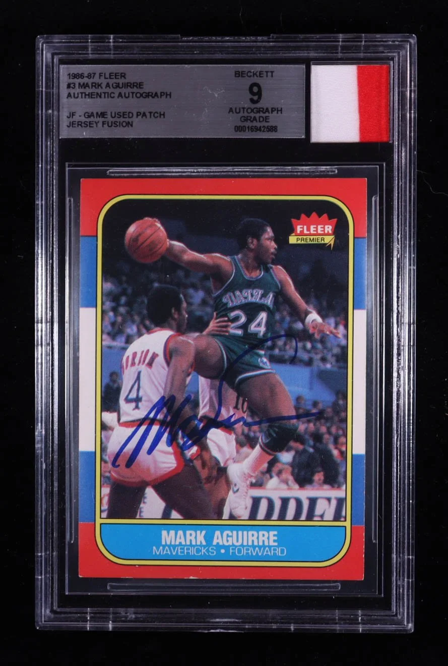 1790604484-Mark-Aguirre-Signed-1986-87-Fleer-3-RC-With-Game-Used-Patch-BGS-Autograph-Graded-9-PristineAuction.com.jpg