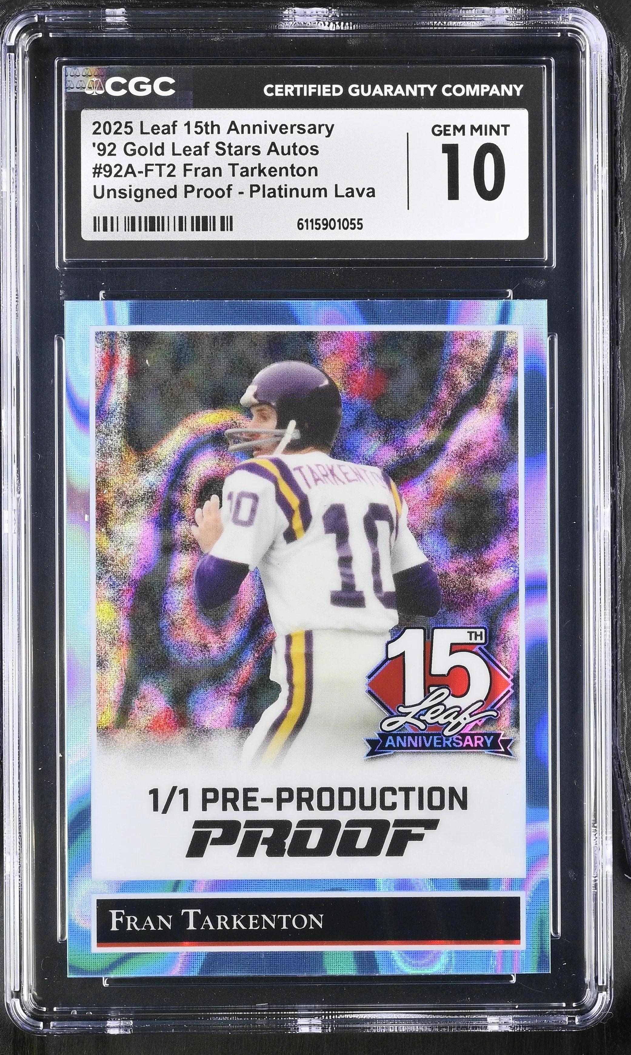Fran Tarkenton 2025 Leaf 15th Anniversary Pre-Production Proof Card