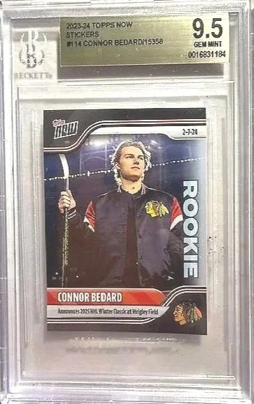 Connor Bedard 2023-24 Rookie Sticker - Beckett 9.5