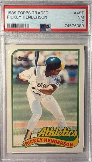 Rickey Henderson 1989 Topps Traded PSA 7 Card