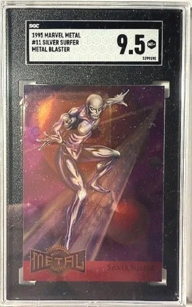 1995 Marvel Metal #11 Silver Surfer Metal Blaster Card - SGC 9.5
