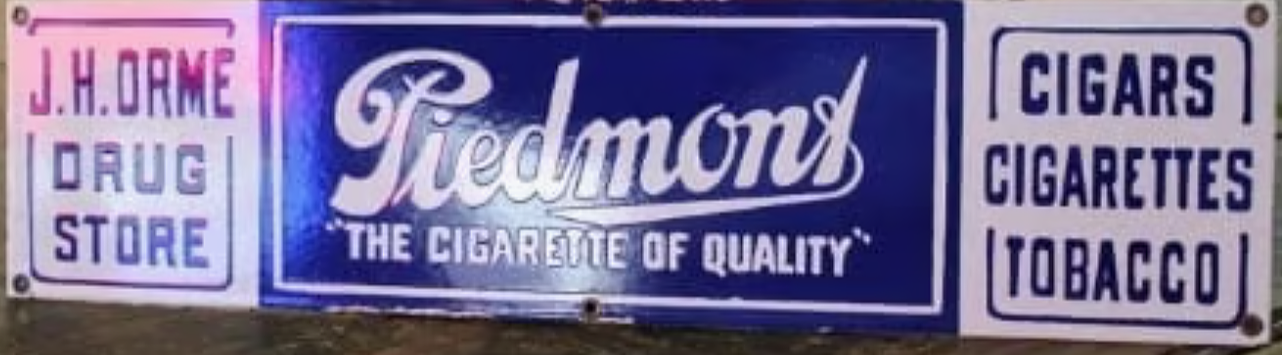 Vintage Piedmont Porcelain Sign